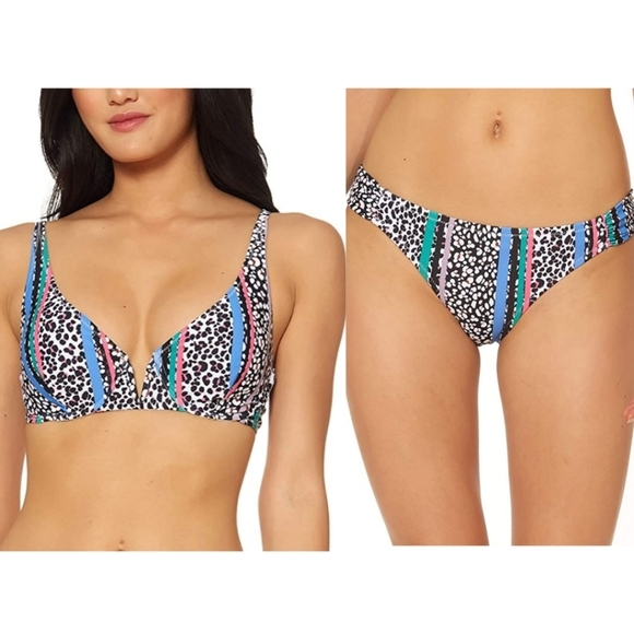 Jessica Simpson Animal Print Underwire‎ Bikini Set M/L